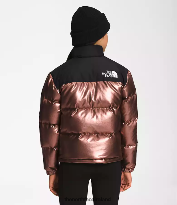 Clothing The North Face Kids Printed 1996 Retro Nuptse Jacket Dark Oak Metallic 4VP2RZ687
