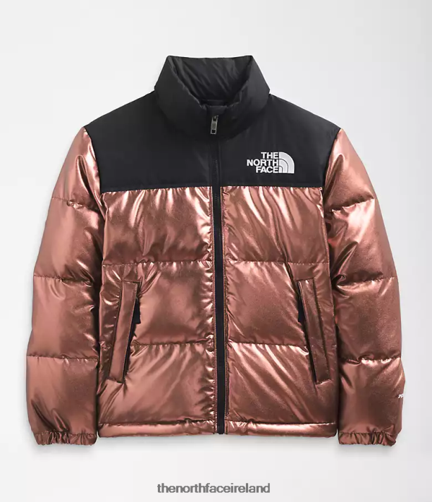 Clothing The North Face Kids Printed 1996 Retro Nuptse Jacket Dark Oak Metallic 4VP2RZ687