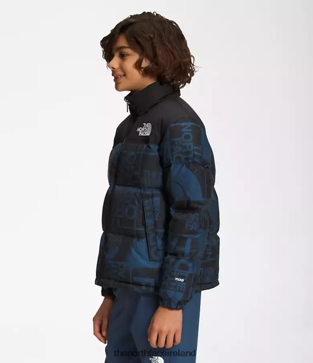 Clothing The North Face Kids Printed 1996 Retro Nuptse Jacket Shady Blue Spray Dye 4VP2RZ686