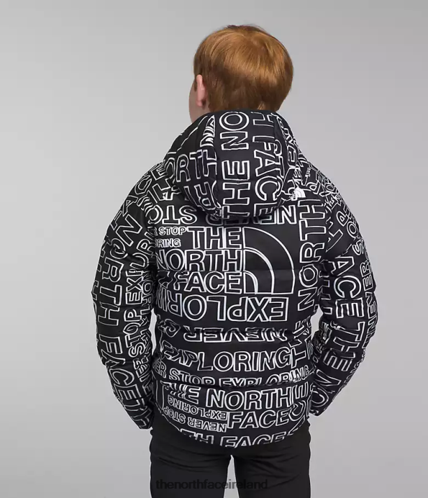 Clothing The North Face Kids Reversible North Down Hooded Jacket TNF Black TNF Marker Logo Print 4VP2RZ817