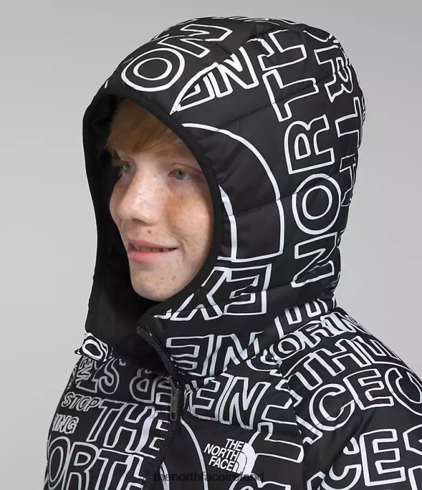 Clothing The North Face Kids Reversible North Down Hooded Jacket TNF Black TNF Marker Logo Print 4VP2RZ817