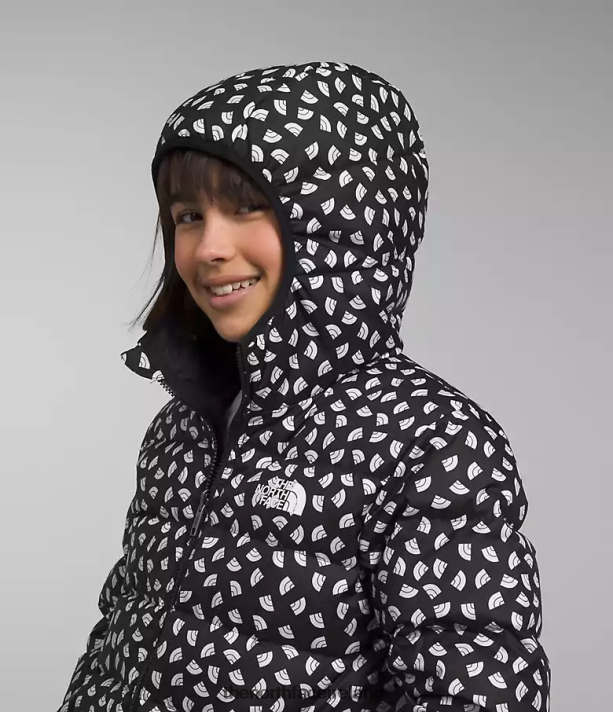 Clothing The North Face Kids Reversible North Down Hooded Jacket TNF Black TNF Mini Toss Print 4VP2RZ906