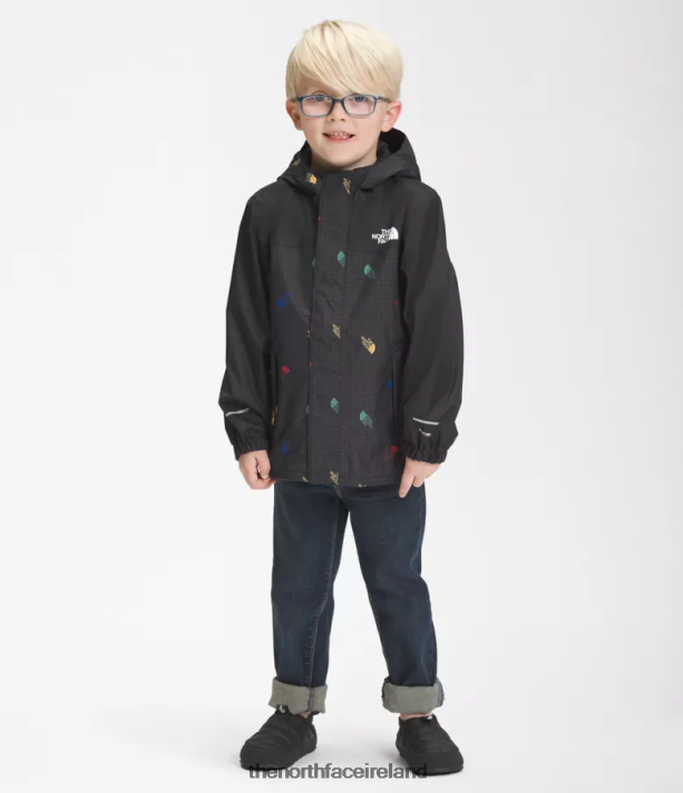 Clothing The North Face Kids Antora Rain Jacket TNF Black Tossed Logo Grid Print 4VP2RZ90