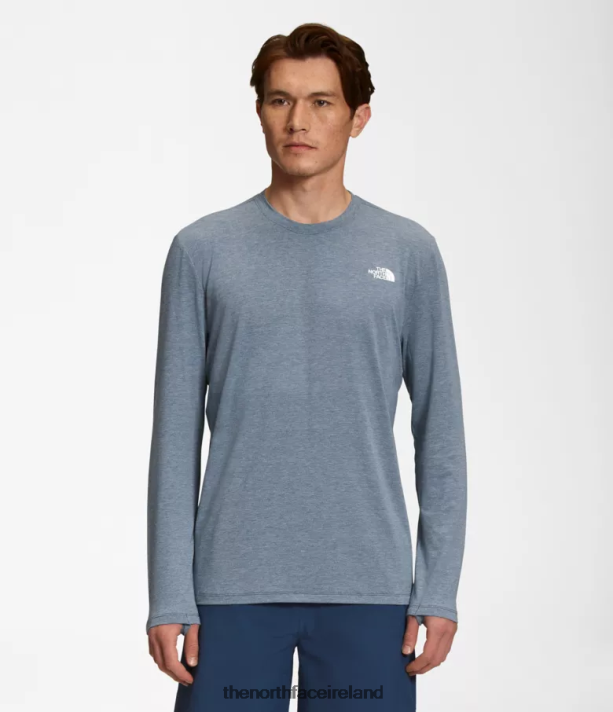 Clothing The North Face Men Wander Long-Sleeve Shady Blue Heather 4VP2RZ20