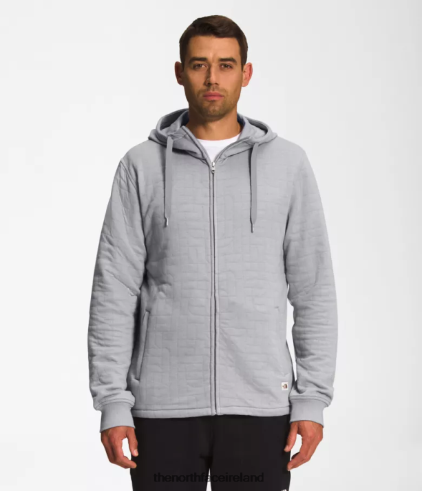 Clothing The North Face Men Longs Peak Quilted Full-Zip Hoodie Meld Grey White Heather 4VP2RZ653
