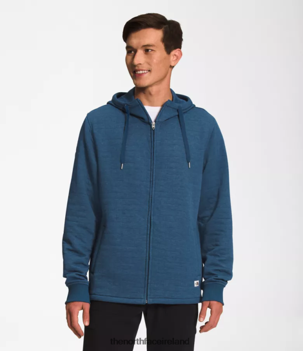 Clothing The North Face Men Longs Peak Quilted Full-Zip Hoodie Shady Blue White Heather 4VP2RZ652
