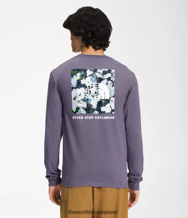 Clothing The North Face Men Long-Sleeve Box NSE Tee Lunar Slate/Summit Navy Abstrct Flower Print 4VP2RZ1210