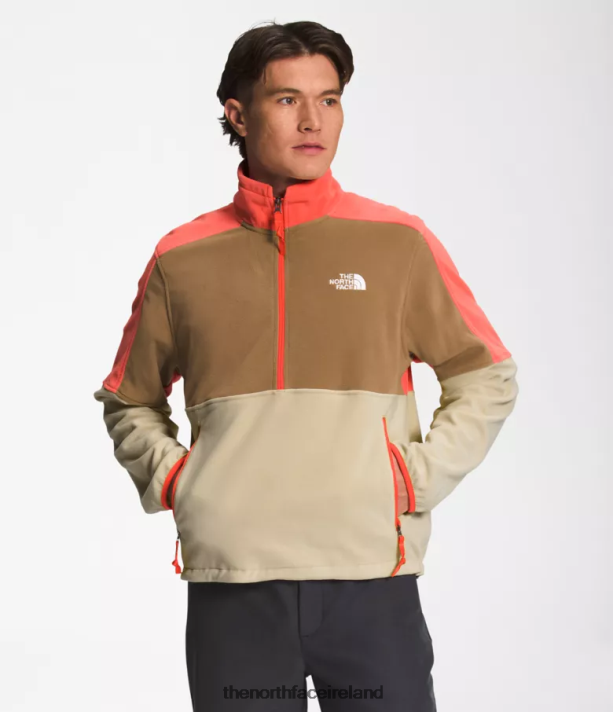 Clothing The North Face Men TNF Polartec 100 -Zip Gravel/Utility Brown/Retro Orange 4VP2RZ304