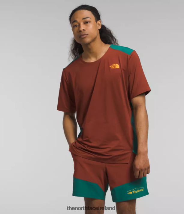 Clothing The North Face Men Trailwear Lost Coast Short-Sleeve Brandy Brown/Forest Fern 4VP2RZ883