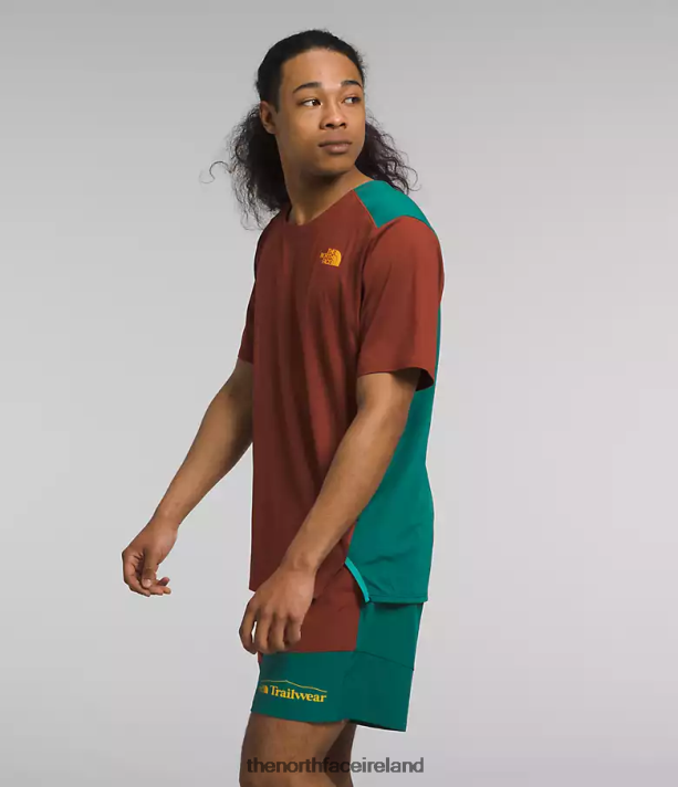 Clothing The North Face Men Trailwear Lost Coast Short-Sleeve Brandy Brown/Forest Fern 4VP2RZ883