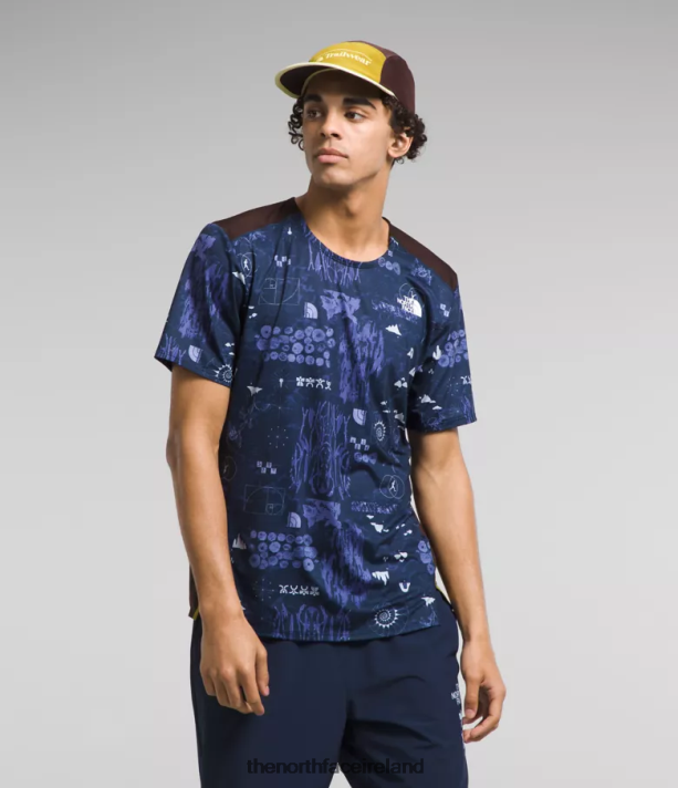 Clothing The North Face Men Trailwear Lost Coast Short-Sleeve Summit Navy Nature Remix Print 4VP2RZ882