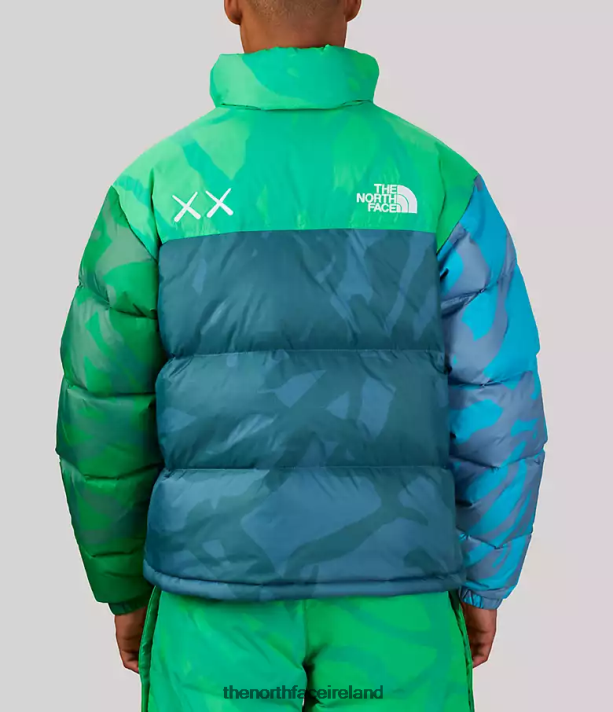 Clothing The North Face Unisex TNF x KAWS Retro 1996 Nuptse Jacket KW Safety Green Nuptse Print 4VP2RZ591