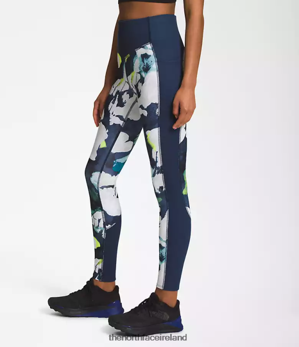 Clothing The North Face Women Dune Sky Pocket Tights Smmt Navy Abstract Floral Print 4VP2RZ384