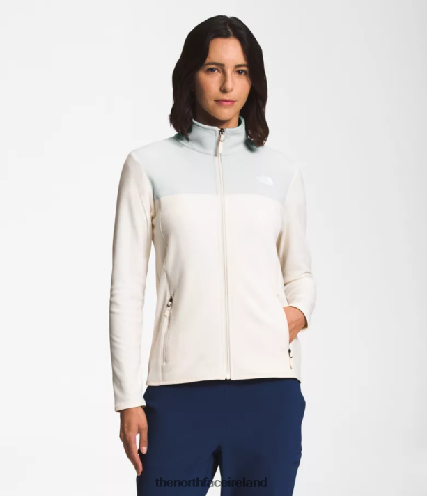 Clothing The North Face Women TKA Glacier Full-Zip Jacket Tin Grey/Gardenia White 4VP2RZ620