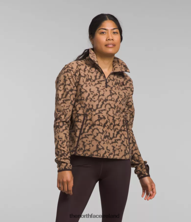 Clothing The North Face Women Alpine Polartec 100 -Zip Cowl Almond Butter Graphic Dye Print 4VP2RZ159