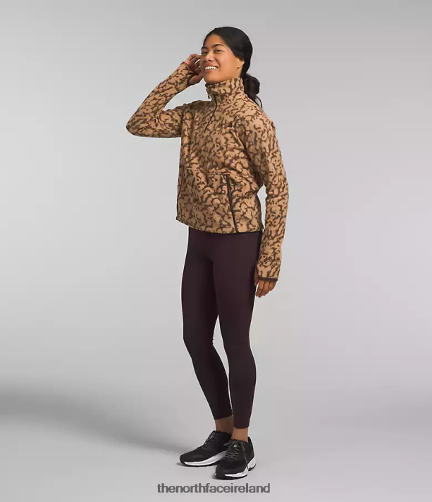 Clothing The North Face Women Alpine Polartec 100 -Zip Cowl Almond Butter Graphic Dye Print 4VP2RZ159
