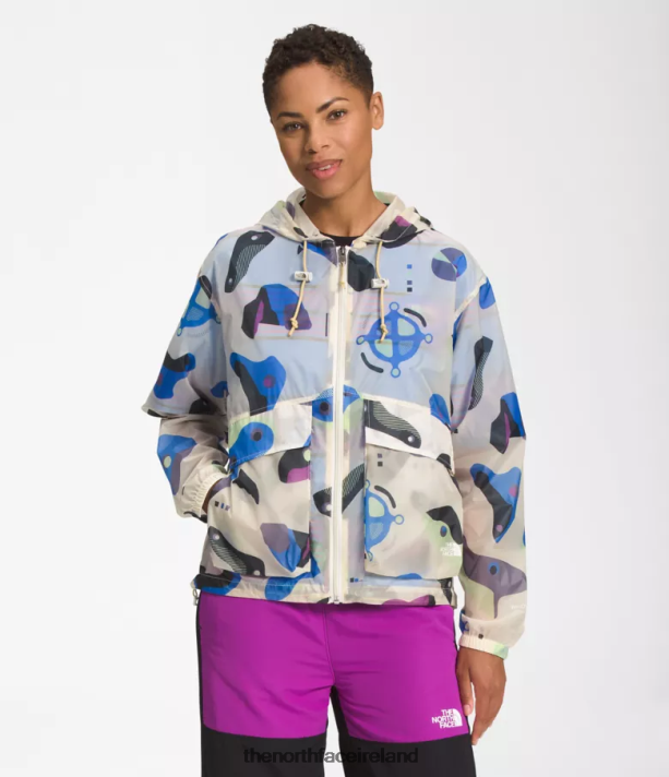 Clothing The North Face Women M66 Translucent Wind Hoodie Gardenia White Infographic Print 4VP2RZ1230