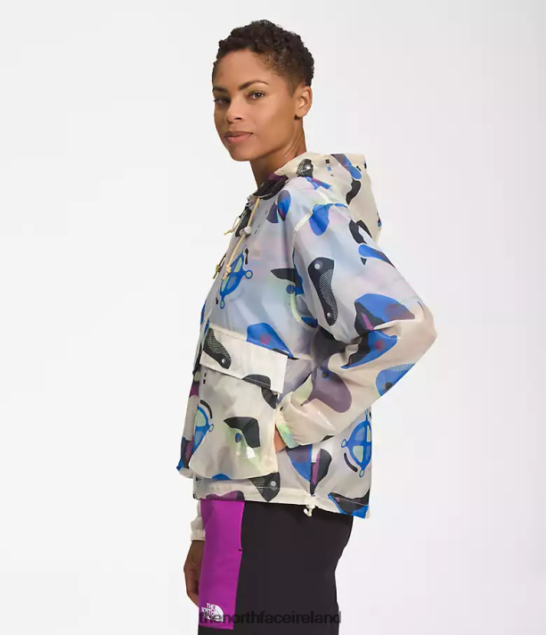 Clothing The North Face Women M66 Translucent Wind Hoodie Gardenia White Infographic Print 4VP2RZ1230