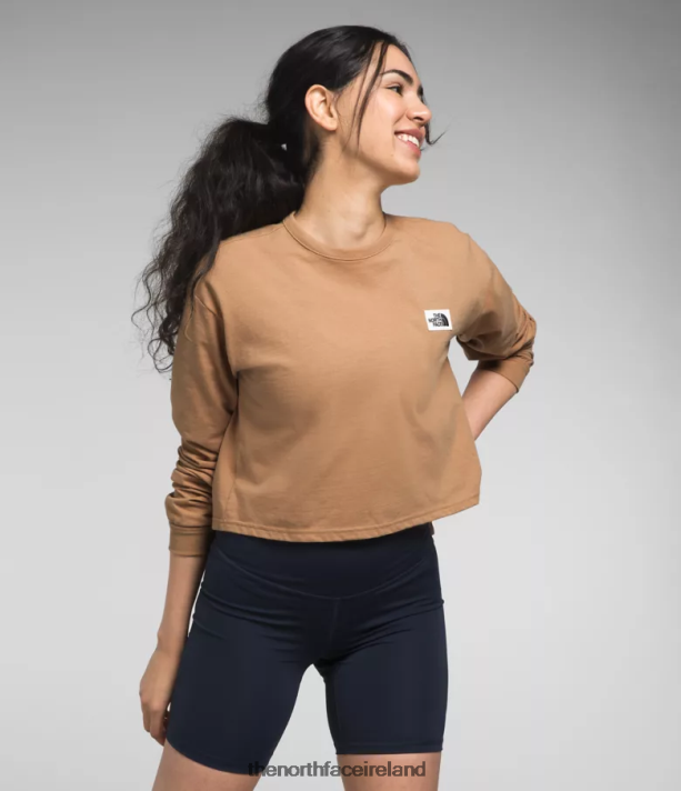 Clothing The North Face Women Long-Sleeve Heritage Patch Tee Almond Butter 4VP2RZ849