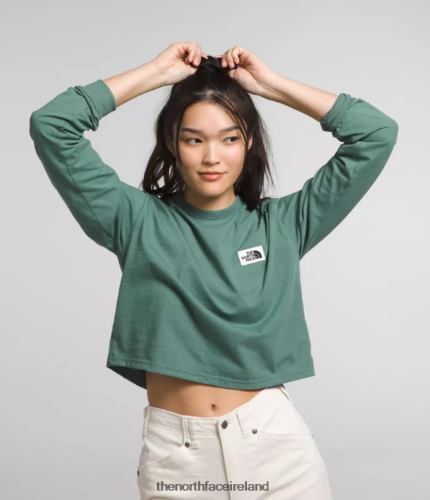Clothing The North Face Women Long-Sleeve Heritage Patch Tee Dark Sage 4VP2RZ852