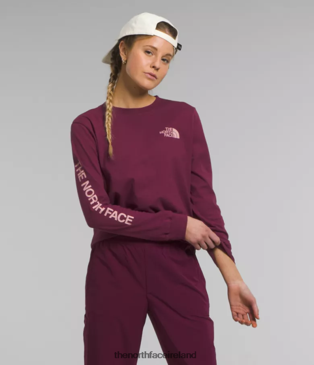 Clothing The North Face Women Long-Sleeve Sleeve Hit Graphic Tee Boysenberry/Pink Moss 4VP2RZ1096
